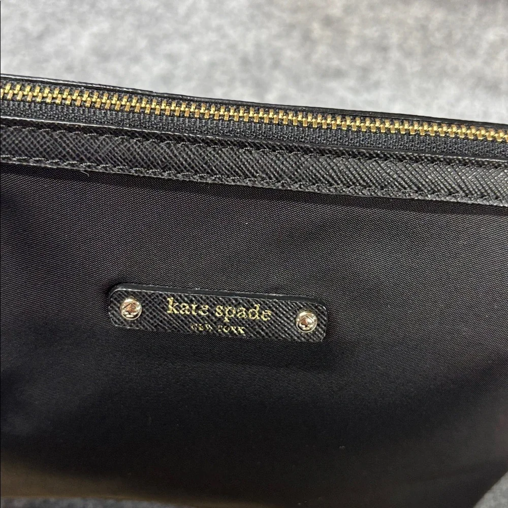 Kate Spade Black Zippered leather trimmed Pouch purse bag